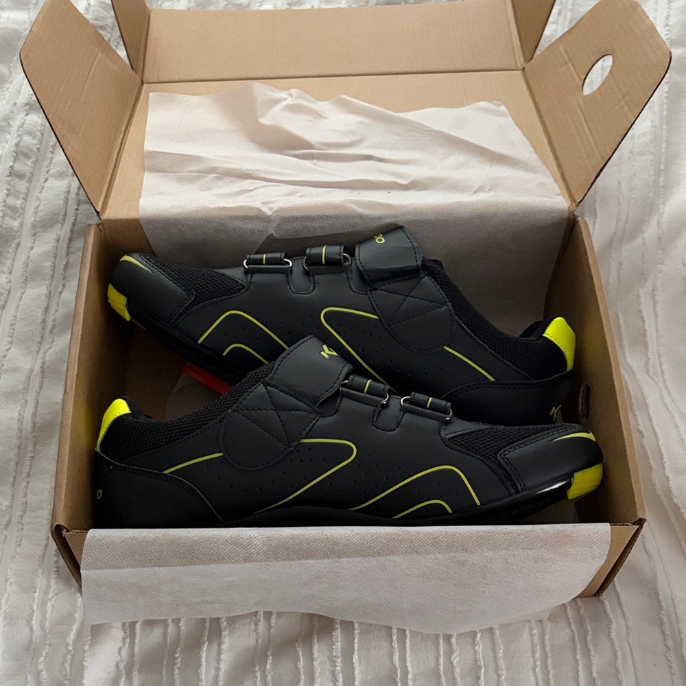Sleek Black and Yellow Athletic Shoes